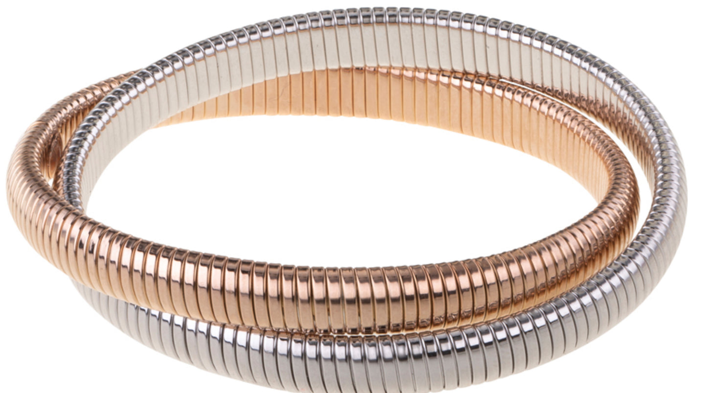 Double Cobra Bracelet in Rose Gold and Rhodium by Janis Savitt