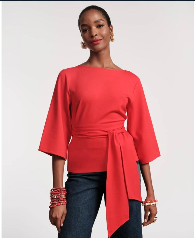 Whitney Wrap Top in Red by Frances Valentine