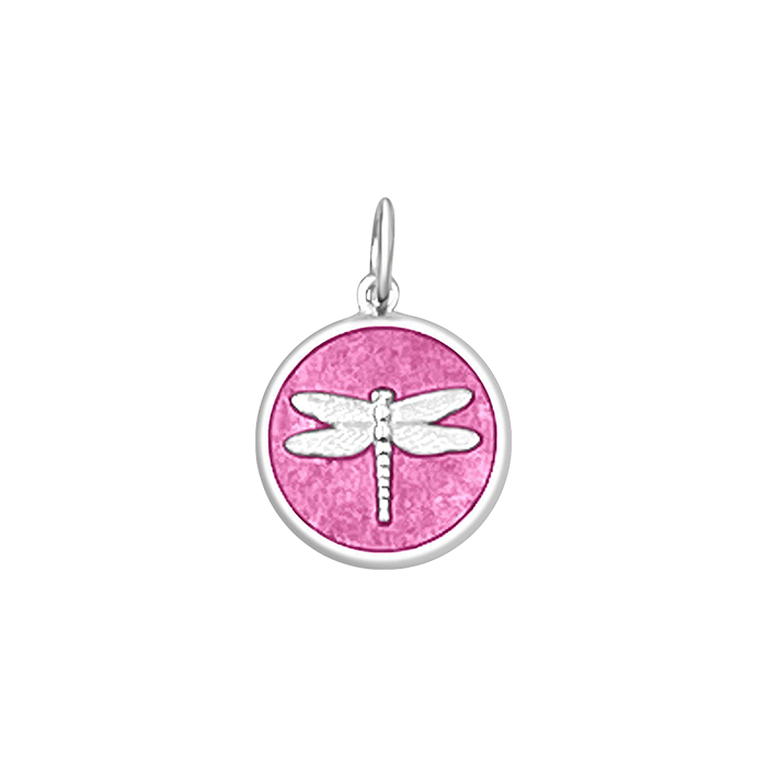 Small 19mm Pendant Silver Dragonfly in Vintage Pink by Lola & Company