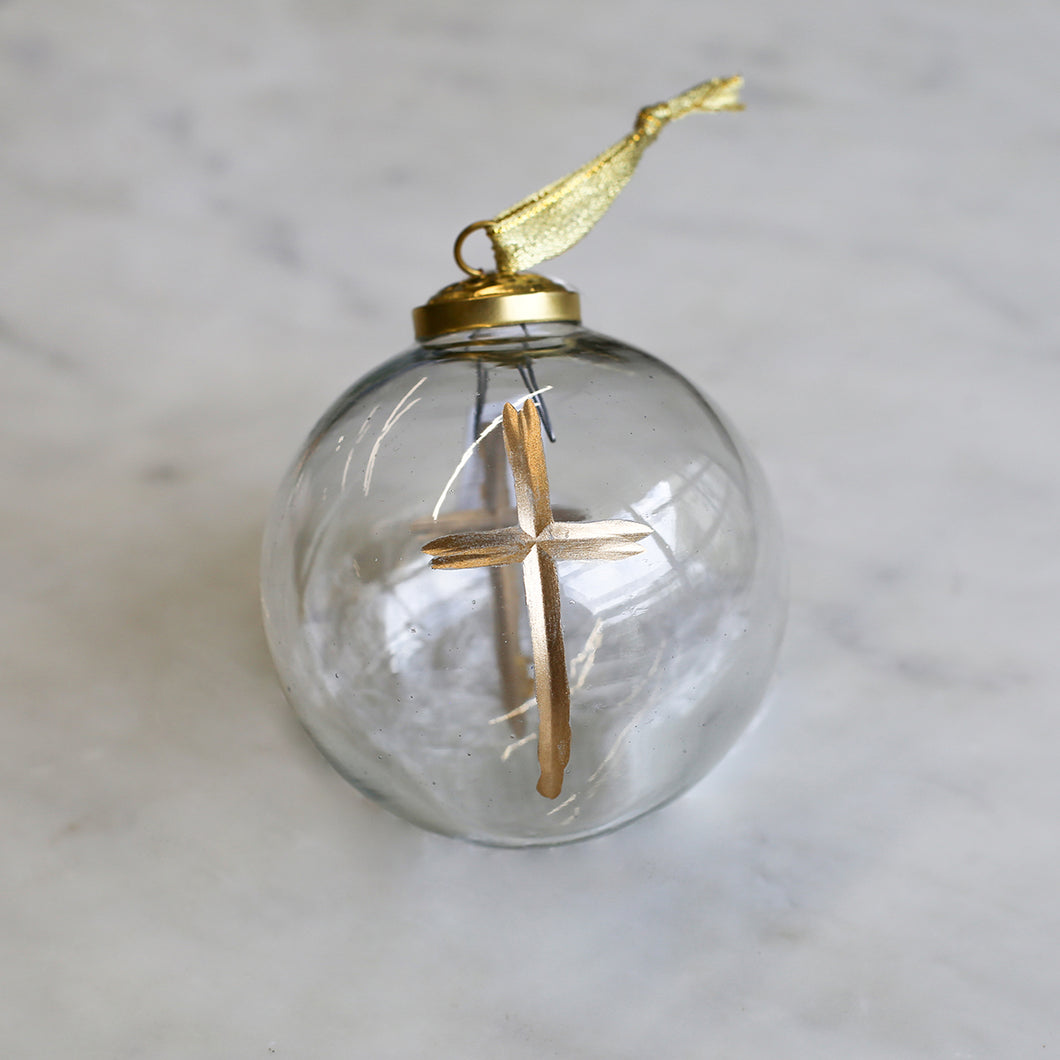 Cruix Glass Ball Ornament Burnt Silver/Gold