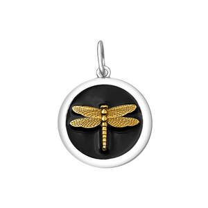 Medium Charm 27 mm Pendant Gold Dragonfly in Black by Lola & Company