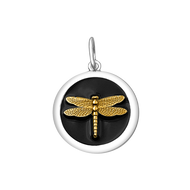 Medium Charm 27 mm Pendant Gold Dragonfly in Black by Lola & Company