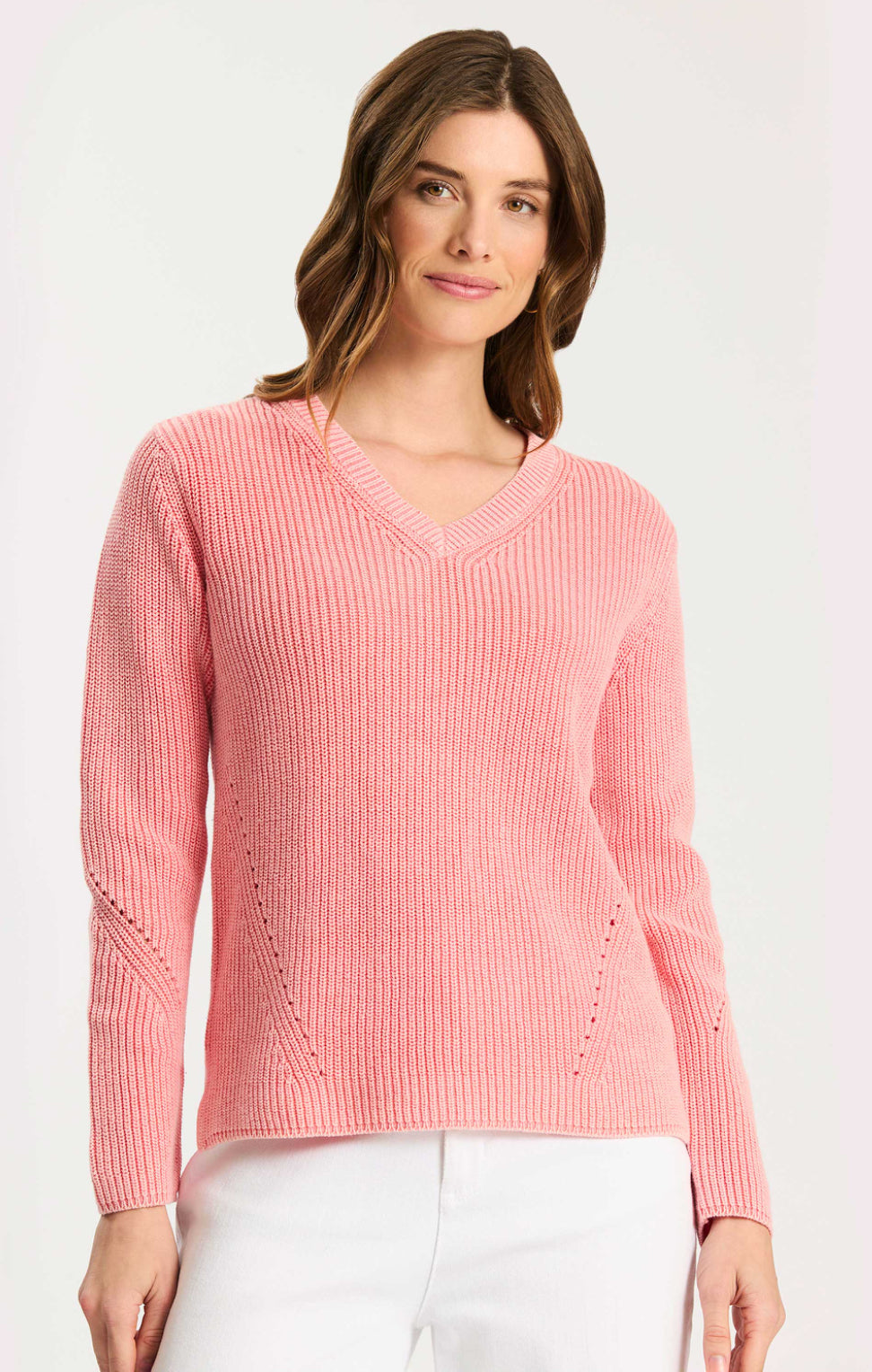 Mineral Wash V Neck Sweater in Shell Pink by Tyler Boe