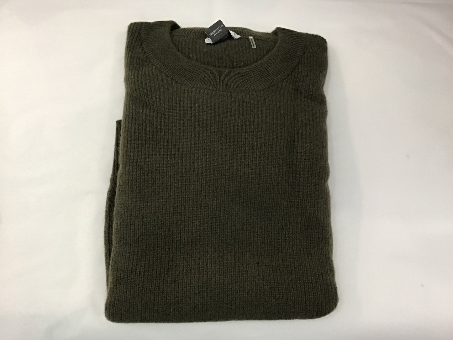 100% Cashmere Crew Shaker Sweater in Loden by Pure Amici