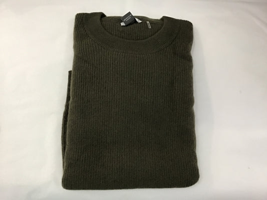 100% Cashmere Crew Shaker Sweater in Loden by Pure Amici