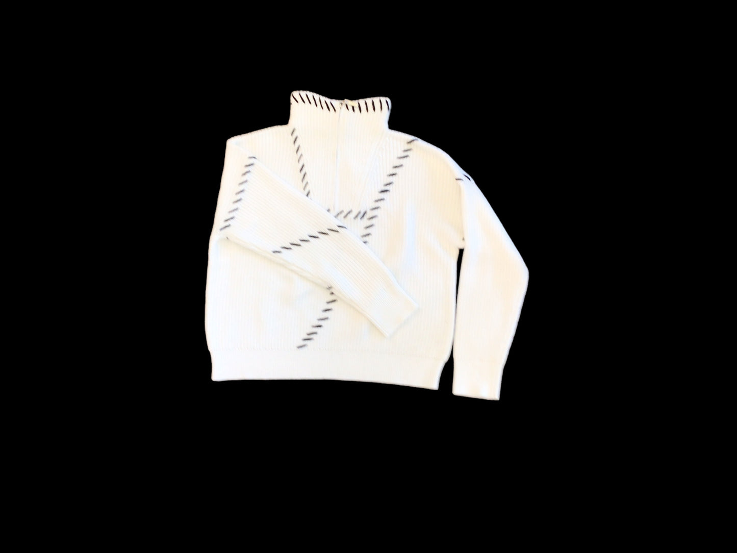 1/2 Zip Whipstitch in White/Black by J. Society