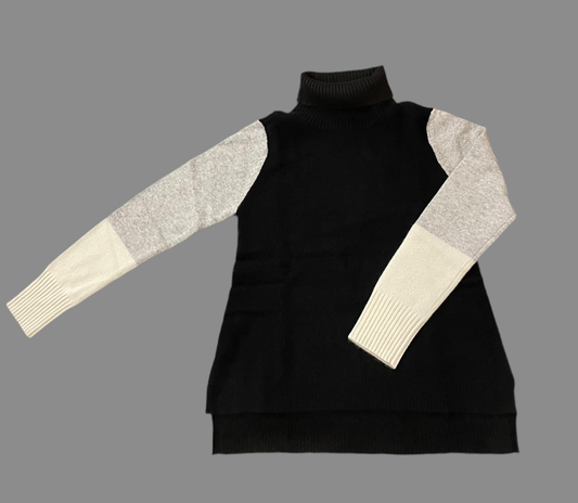 Black Color Block Turtleneck by Poshabilities