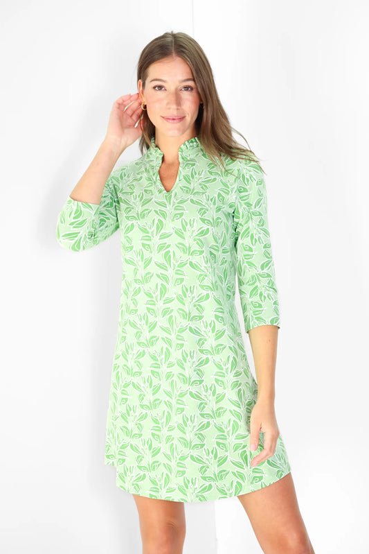 Lillian Dress in Abstract Greens by Duffield Lane