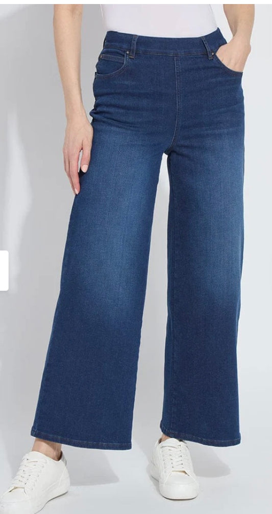 Sylvie Wide Leg Premium Denim (3642) in Indigo Black by Lysse