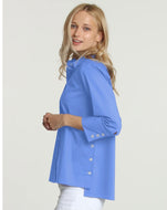 Maxine 3/4 Sleeve Side Button Down Shirt in Sky Blue by Hinson Wu