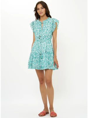 Cinched Flirty MIDI in Cypress Jade by Oliphant