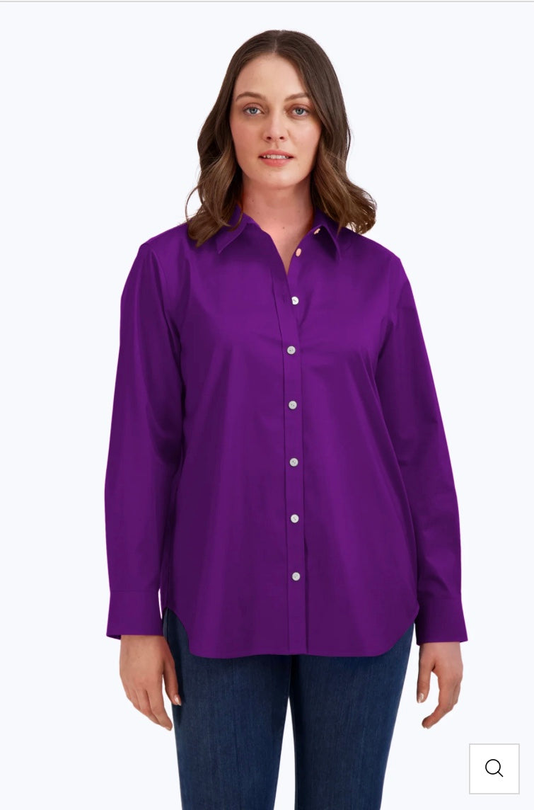 Boyfriend Stretch No Iron Tunic in Orchid by Foxcroft NYC