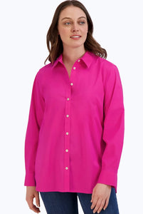 Boyfriend Stretch No Iron Tunic in Azalea by Foxcroft NYC