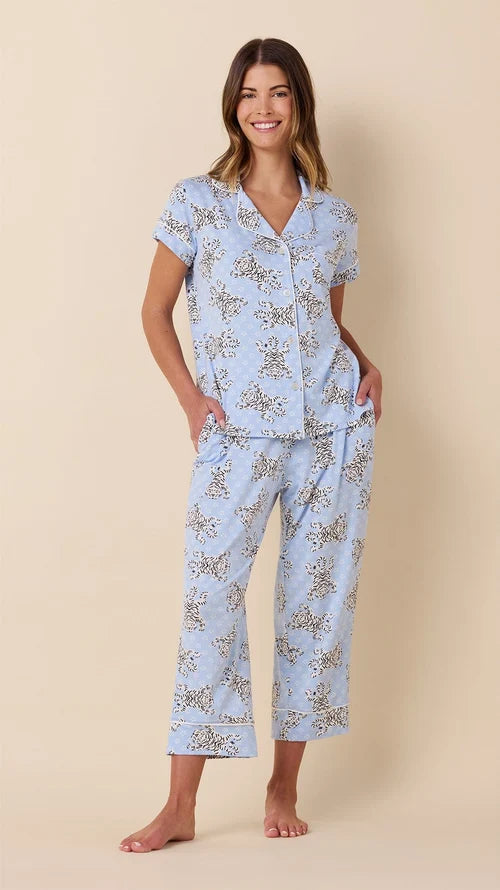 Pima Knit Capri Pajama Set in Bengal Blue