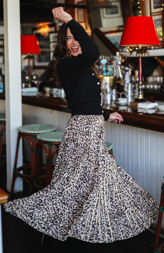 Cara Skirt in Charmeuse Animal Print by Tyler Boe