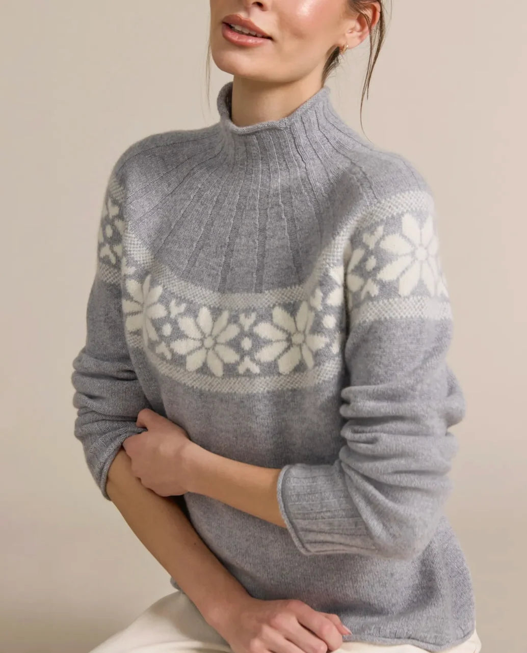 100% Cashmere Sweater with Angora in Harbor Blue by Alashan Cashmere
