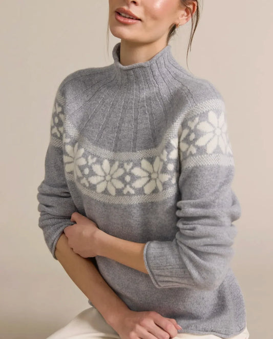 100% Cashmere Sweater with Angora in Harbor Blue by Alashan Cashmere