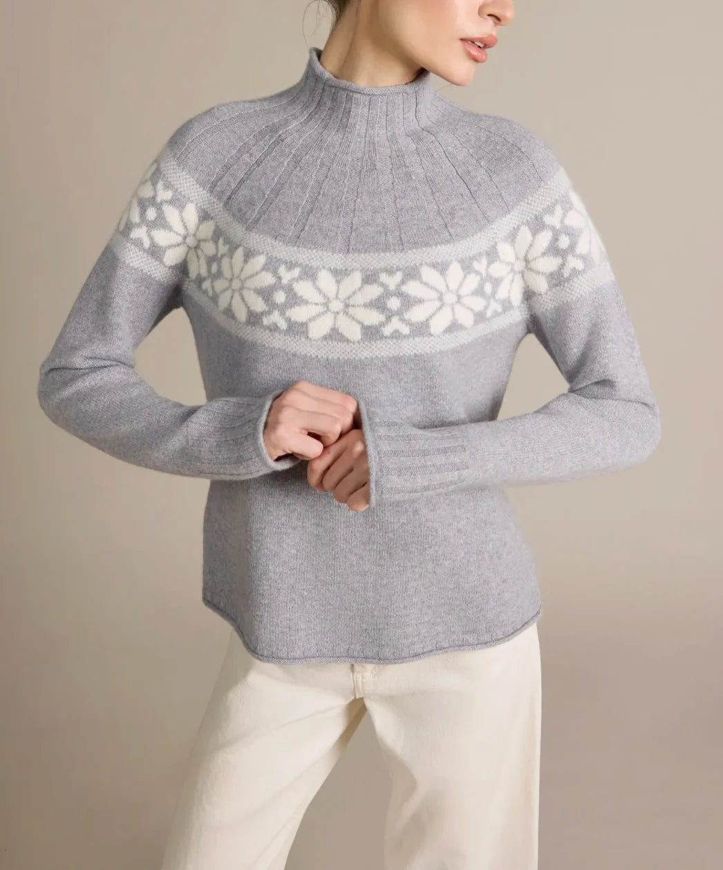 100% Cashmere Sweater with Angora in Harbor Blue by Alashan Cashmere