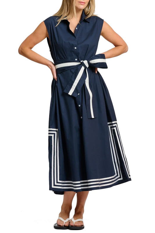 Cassie Longline Shirt Dress in French Navy by Shirty