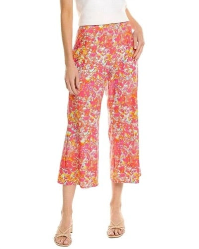 Trixie Cropped Watercolor Floral Pant in Spring Pink by Jude Connally