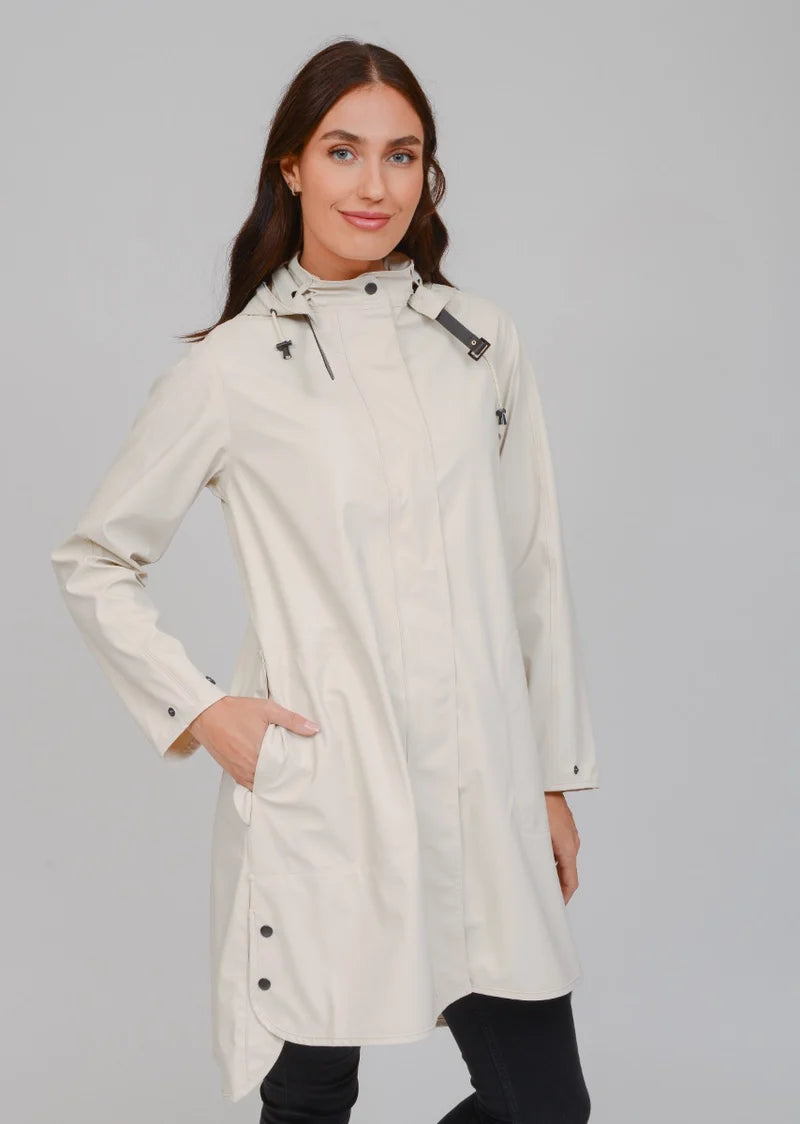 Hooded Raincoat in Cream by Ilse Jacobsen