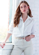 Sirena Smocked Sleeve Shirt in White by Finley