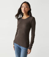 Juliet Thermal Crew Neck in Java Brown by Michael Stars