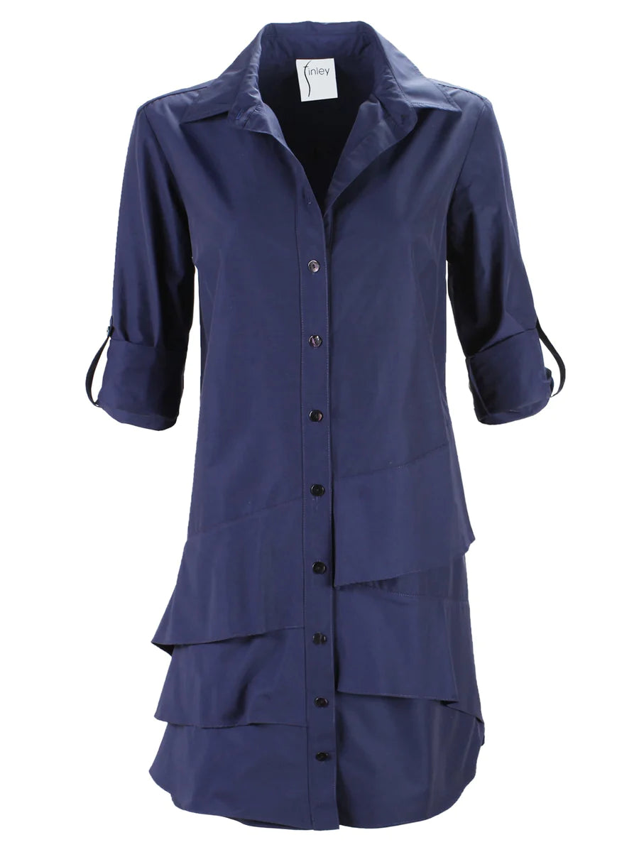 Jenna Shirt Dress in Navy Blue by Finley