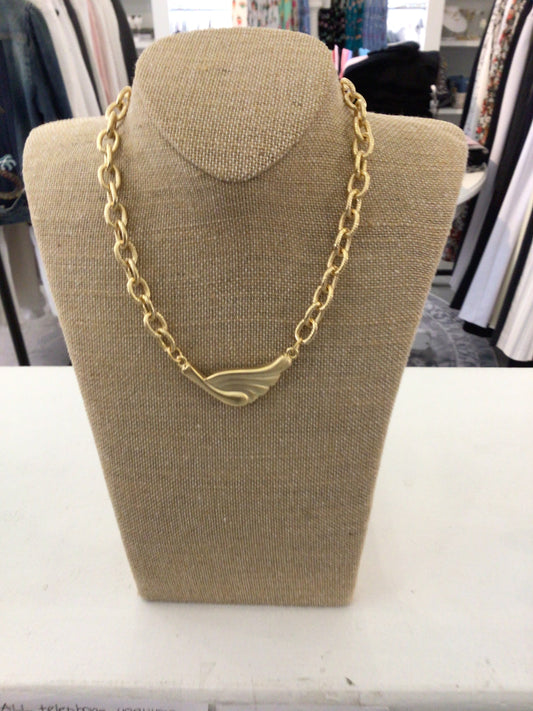 Gold Modern Wing on Chain Necklace by Susan Shaw