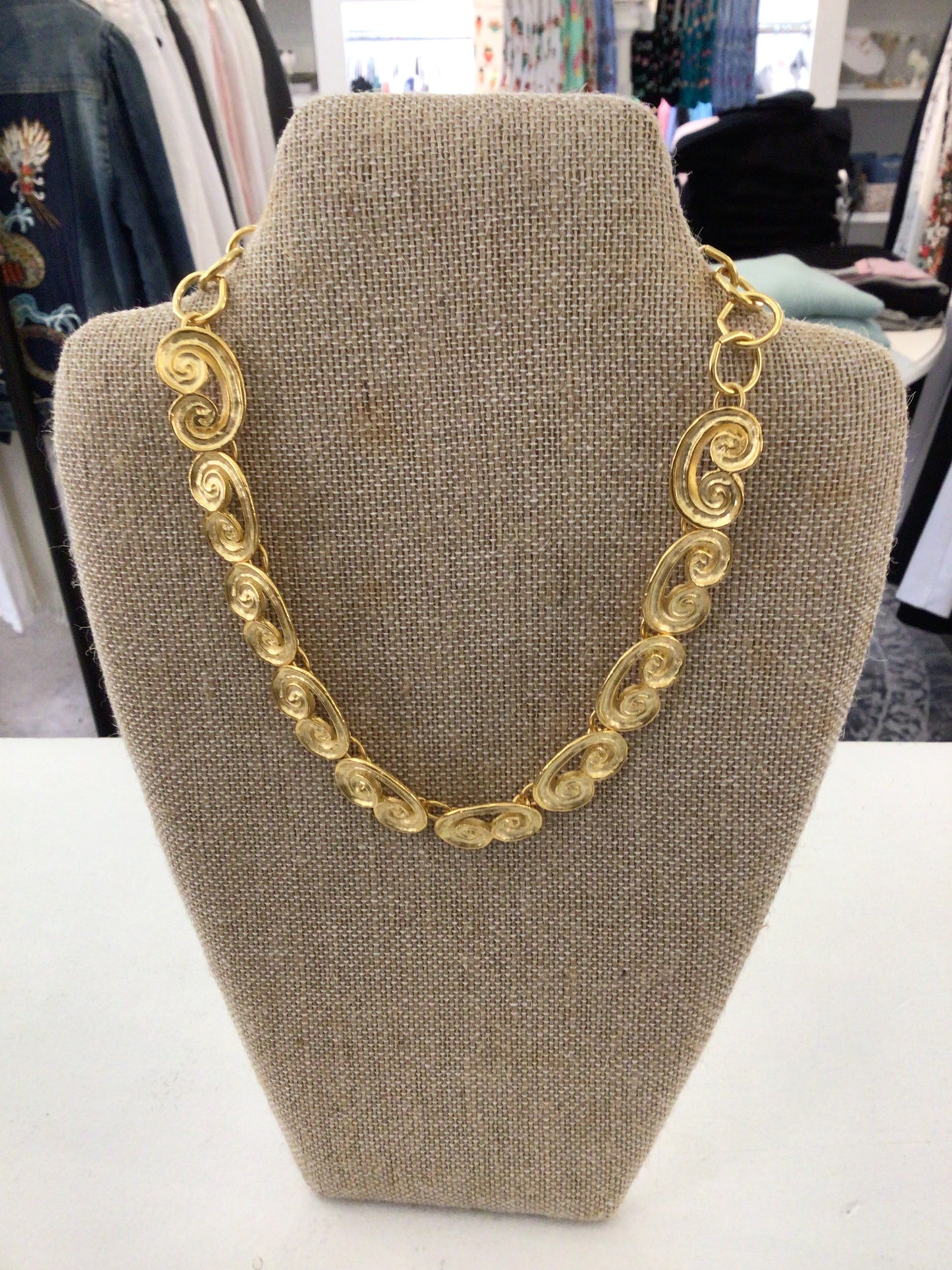 Gold Vintage Double Curled Linked Necklace by Susan Shaw