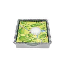 White Golf Ball Beaded Napkin Box Set by Mariposa