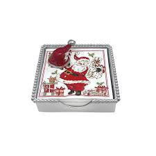 Red Santa Hat Beaded Napkin Box Set by Mariposa