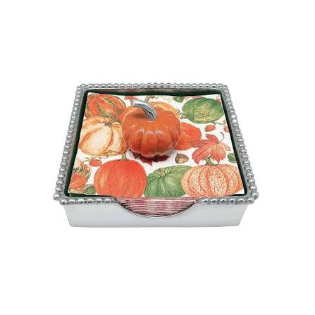 Orange Pumpkin Beaded Napkin Box Set by Mariposa
