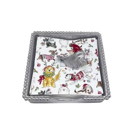 Sitting Lab With Red Hat Beaded Napkin Box by Mariposa