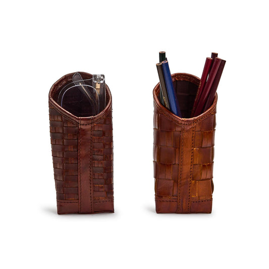 Chestnut Woven Leather Eyeglass by Two’s Company