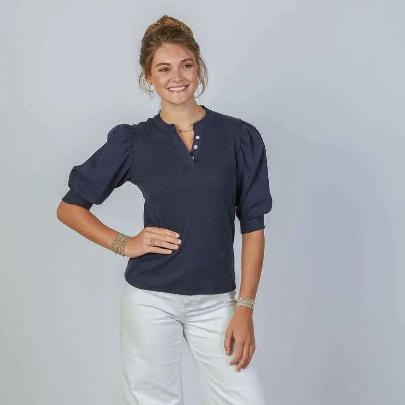 Margot Puff Sleeve in Navy by Erin gray