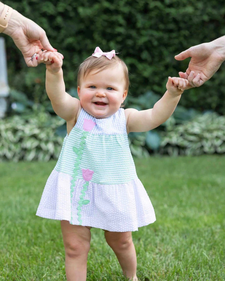 Seersucker Romper with Tulips by Florence Eiseman