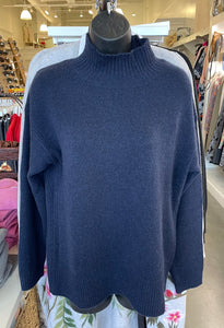 Mock Turtle Neck Cashmere Sweater in Navy by Poshabilities