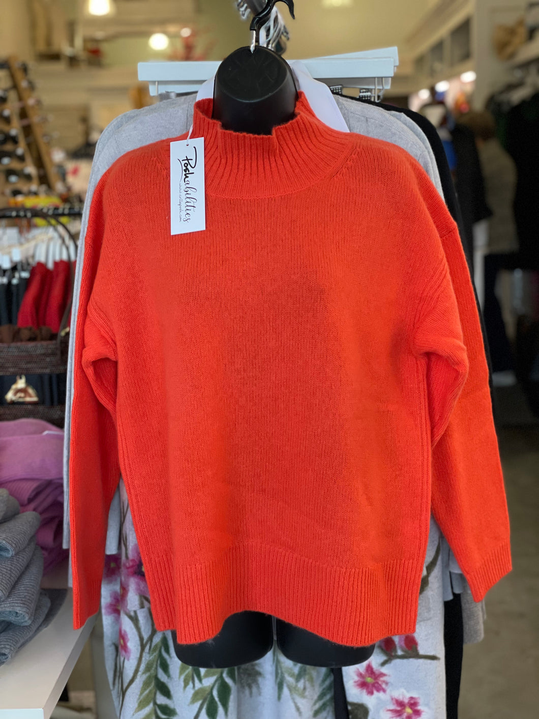 Mock Turtle Neck Cashmere Sweater in Orange by Poshabilities