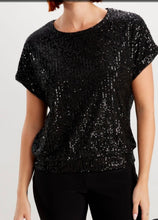 Load image into Gallery viewer, Black Sequin Knit Top (226482) by Frank Lyman
