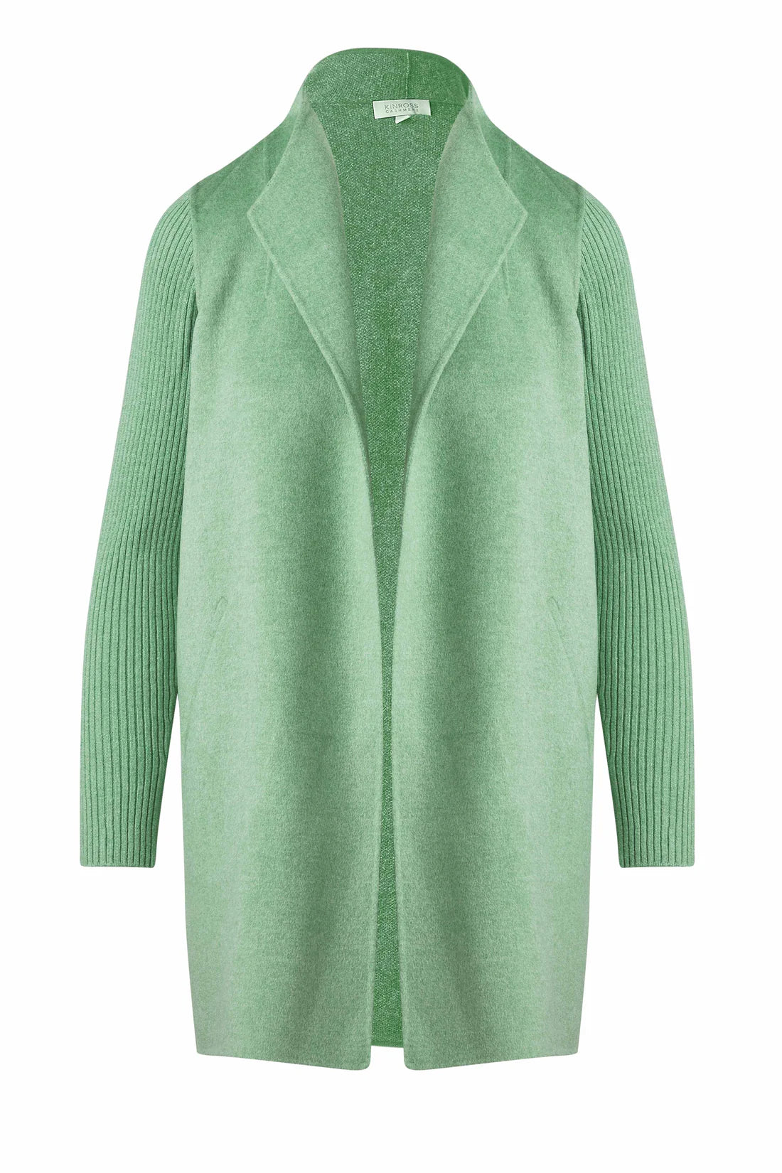 Rib Sleeve Coat in Jade by Kinross Cashmere