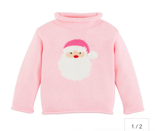 Roll neck Santa Sweater in Pink