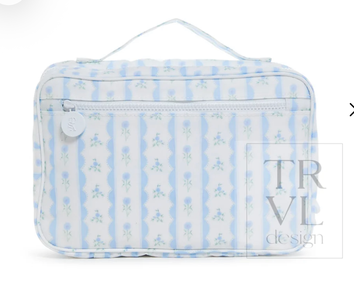 Bundle Up 2 Hanging Toiletry Bag in Ribbon Floral Blue