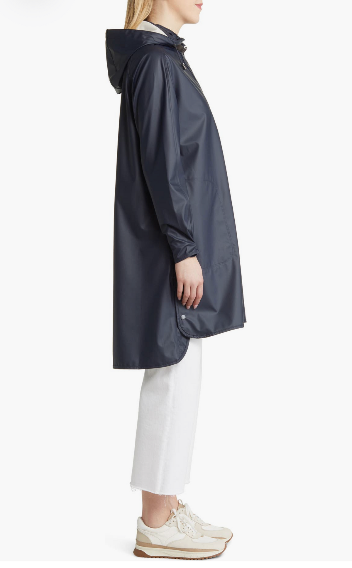 Hooded Raincoat in Navy by Ilse Jacobsen