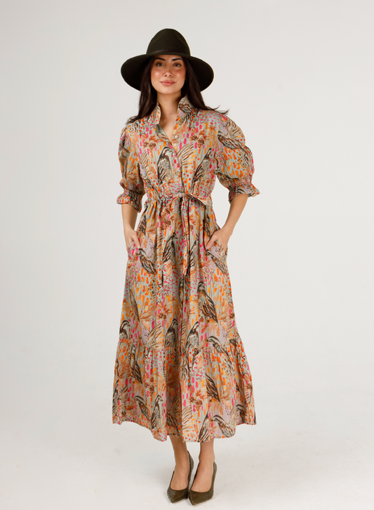 Catherine Dress in Cotton Cambric Wildwood by Holly Shae