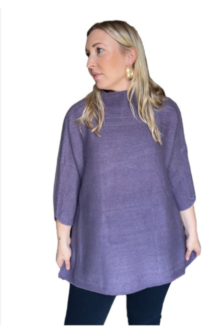 Boho Mock Neck Tunic OS in Vintage Violet