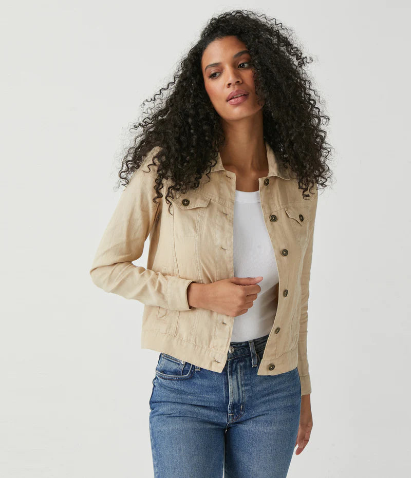 Natural Jean Trucker Jacket Woven Linen by Michael Stars