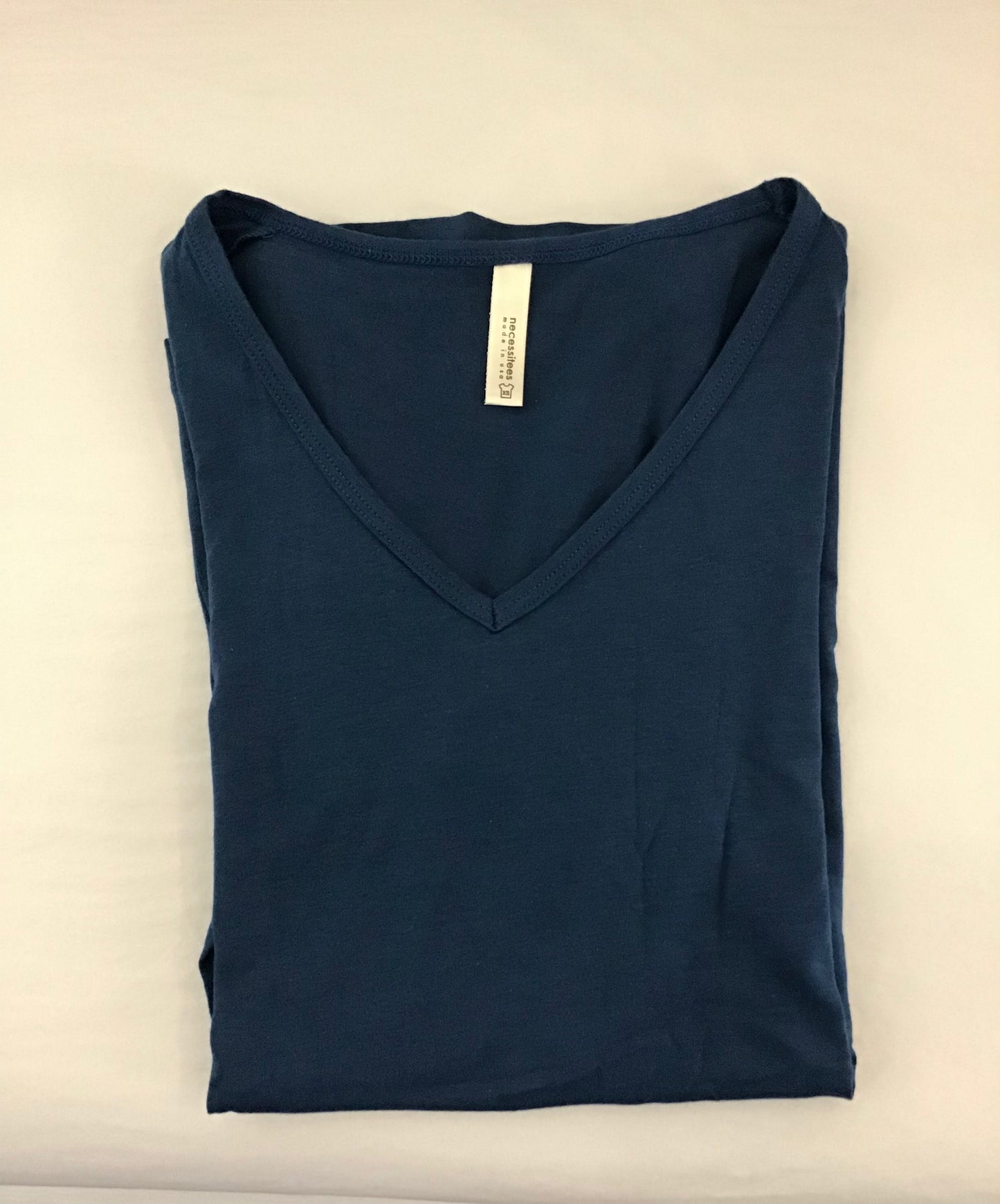 V-Neck 3/4 Sleeve Tee in Blue by Necessitees