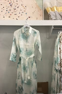 Maxi Shirt Dress in Eggshell Blue Poppy by ILinen