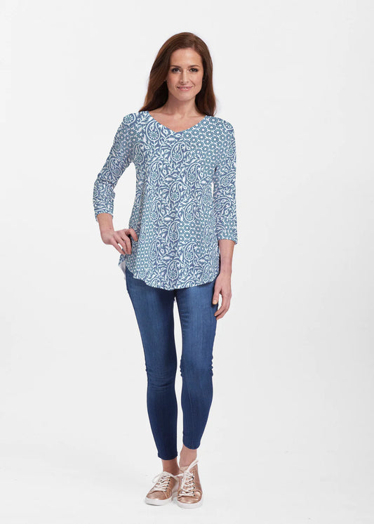 Oakley Blue (8114) ~ V-neck Flowy Tunic by Whimsy Rose